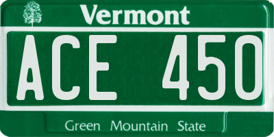 VT license plate ACE450