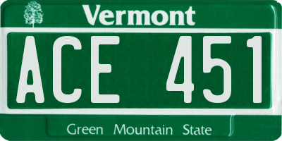 VT license plate ACE451