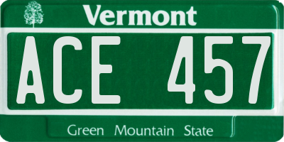 VT license plate ACE457