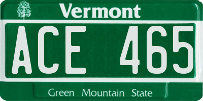 VT license plate ACE465