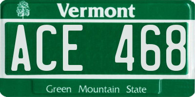 VT license plate ACE468