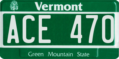 VT license plate ACE470