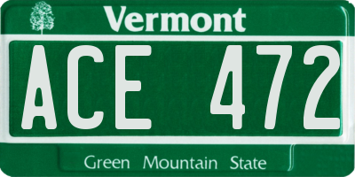 VT license plate ACE472