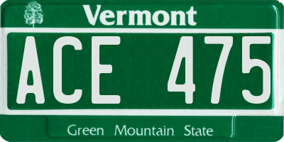 VT license plate ACE475