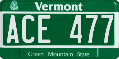 VT license plate ACE477