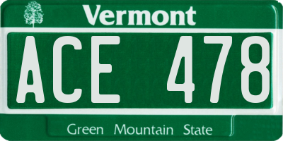 VT license plate ACE478