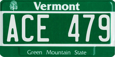 VT license plate ACE479