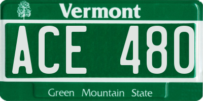 VT license plate ACE480