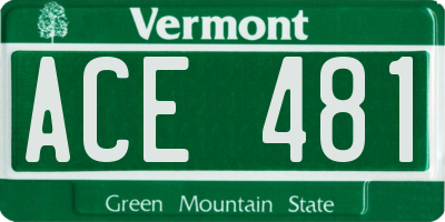 VT license plate ACE481