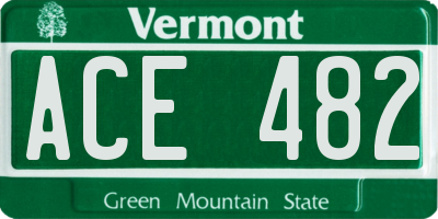 VT license plate ACE482