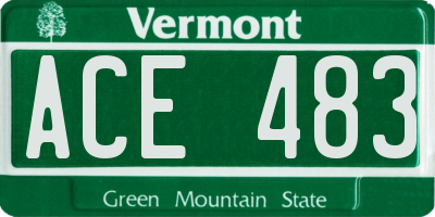 VT license plate ACE483