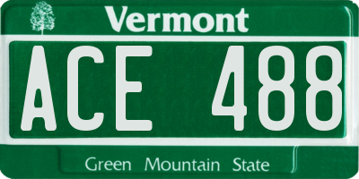 VT license plate ACE488