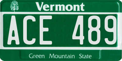 VT license plate ACE489