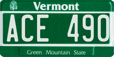 VT license plate ACE490