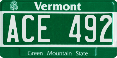 VT license plate ACE492