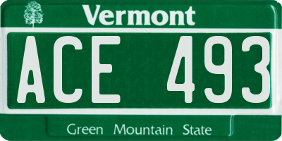 VT license plate ACE493