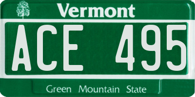 VT license plate ACE495