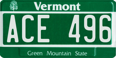 VT license plate ACE496