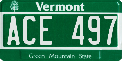 VT license plate ACE497