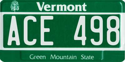 VT license plate ACE498