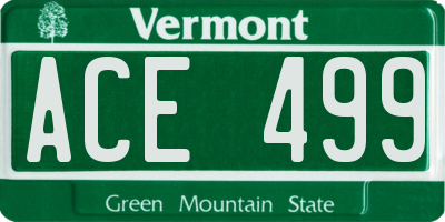 VT license plate ACE499