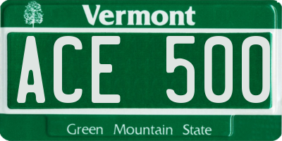 VT license plate ACE500