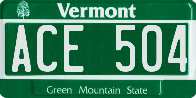 VT license plate ACE504