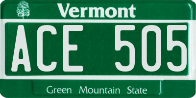 VT license plate ACE505