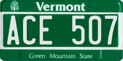 VT license plate ACE507