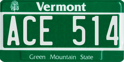 VT license plate ACE514