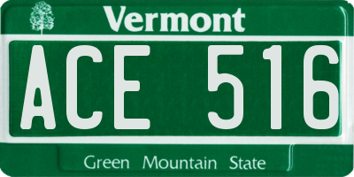 VT license plate ACE516