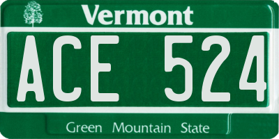 VT license plate ACE524