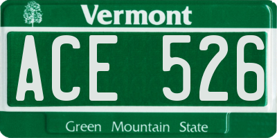 VT license plate ACE526