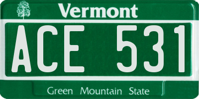 VT license plate ACE531