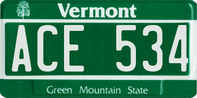 VT license plate ACE534