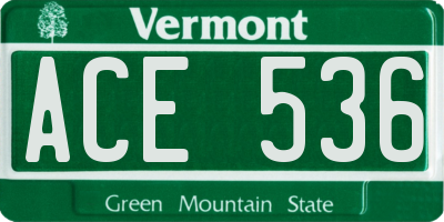 VT license plate ACE536