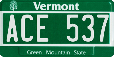 VT license plate ACE537