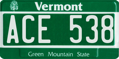 VT license plate ACE538