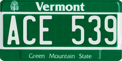 VT license plate ACE539