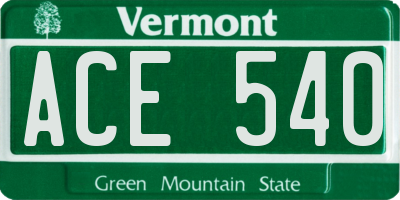 VT license plate ACE540