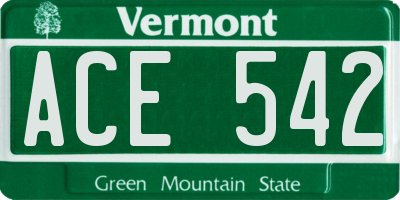 VT license plate ACE542