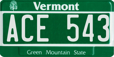 VT license plate ACE543