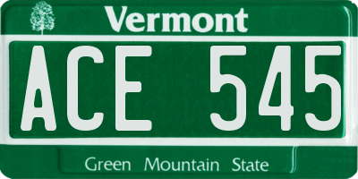 VT license plate ACE545