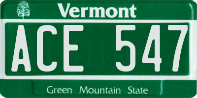 VT license plate ACE547