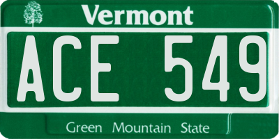 VT license plate ACE549