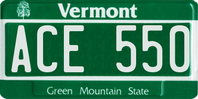 VT license plate ACE550