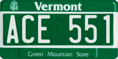 VT license plate ACE551