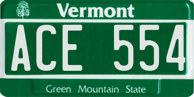 VT license plate ACE554