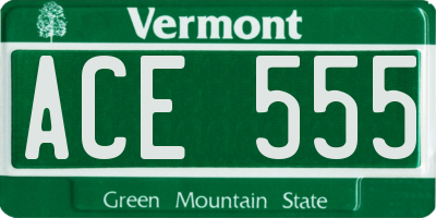 VT license plate ACE555