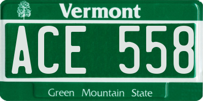 VT license plate ACE558